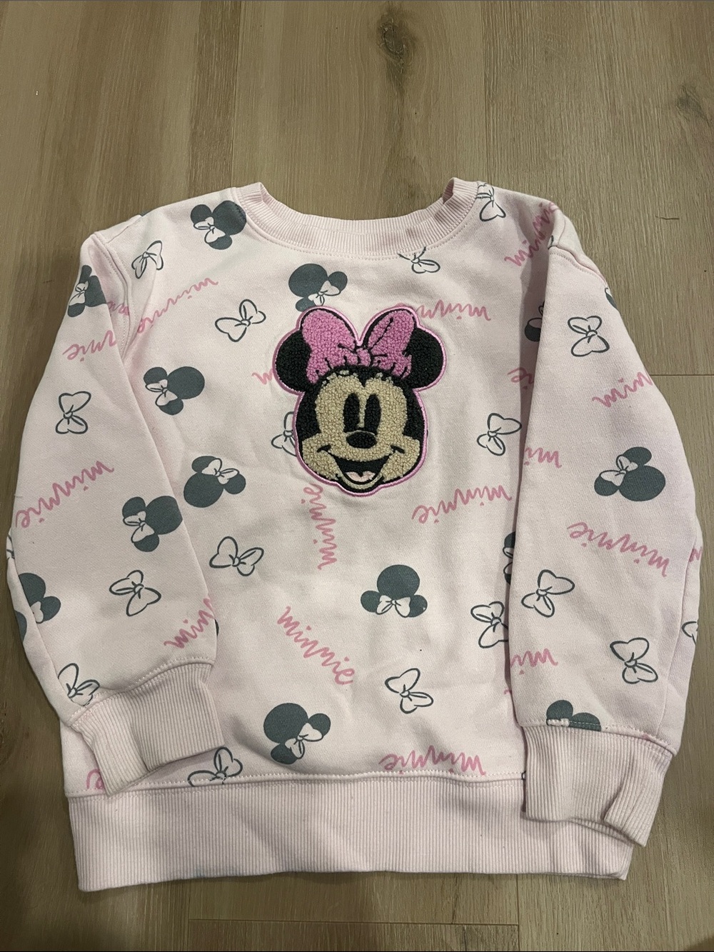 Disney Pink Minnie Mouse Pullover Sweatshirt with Gray Prints Size 5T